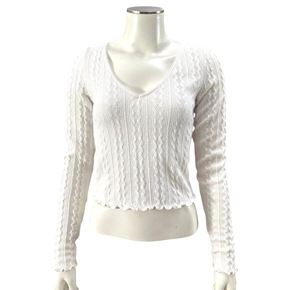 Forever 21 Size Medium Beige Knit Crop Top Sweater Soft Texture Cozy City Classi - Picture 2 of 9